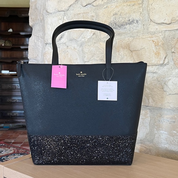 Kate Spade Penny Saffiano leather PVC Glitter Large Tote handbag+Wallet NWT - Picture 2 of 13